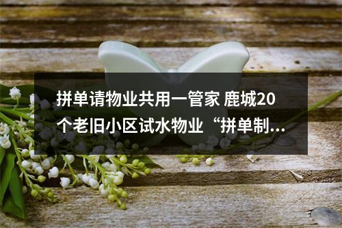 拼单请物业共用一管家 鹿城20个老旧小区试水物业“拼单制”