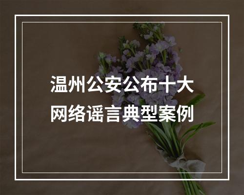 温州公安公布十大网络谣言典型案例