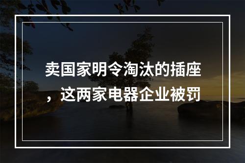 卖国家明令淘汰的插座，这两家电器企业被罚
