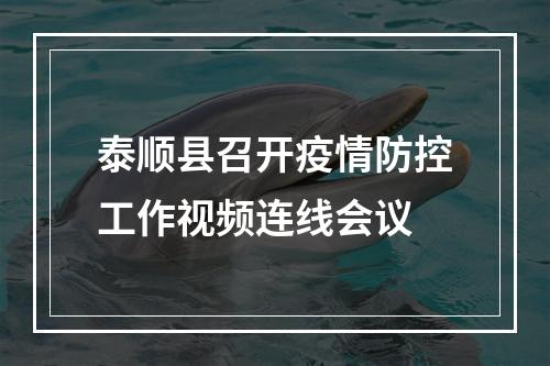 泰顺县召开疫情防控工作视频连线会议