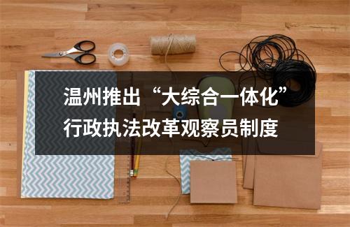 温州推出“大综合一体化”行政执法改革观察员制度