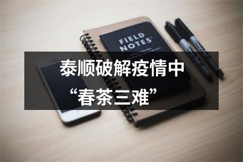 泰顺破解疫情中“春茶三难”