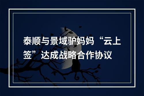泰顺与景域驴妈妈“云上签”达成战略合作协议