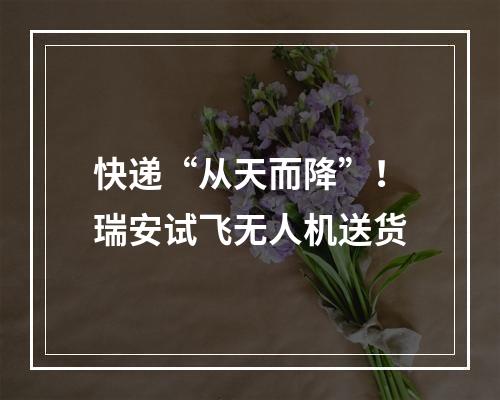 快递“从天而降”！瑞安试飞无人机送货