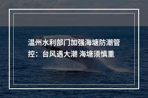 温州水利部门加强海塘防潮管控：台风遇大潮 海塘须慎重