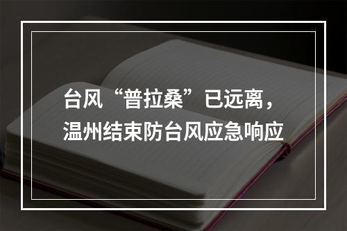 台风“普拉桑”已远离，温州结束防台风应急响应