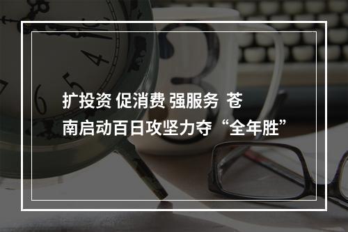 扩投资 促消费 强服务  苍南启动百日攻坚力夺“全年胜”