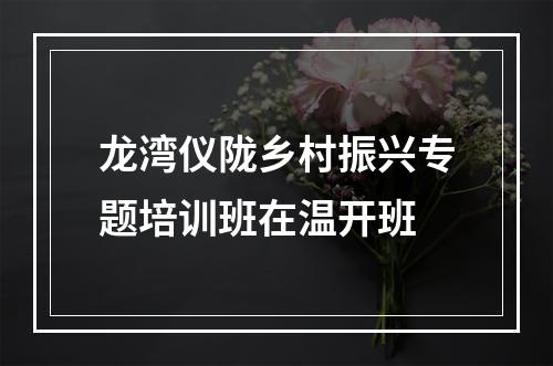 龙湾仪陇乡村振兴专题培训班在温开班