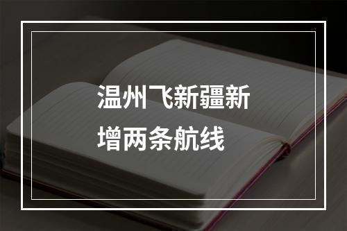 温州飞新疆新增两条航线