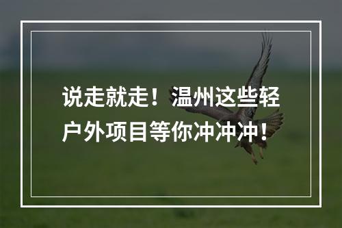 说走就走！温州这些轻户外项目等你冲冲冲！