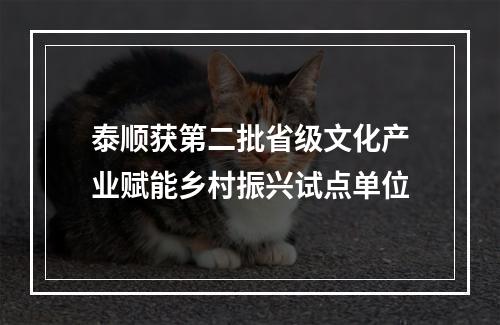 泰顺获第二批省级文化产业赋能乡村振兴试点单位