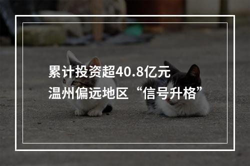 累计投资超40.8亿元 温州偏远地区“信号升格”