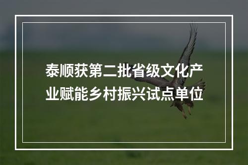 泰顺获第二批省级文化产业赋能乡村振兴试点单位