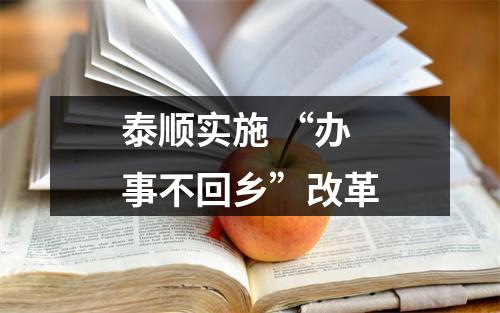 泰顺实施 “办事不回乡”改革