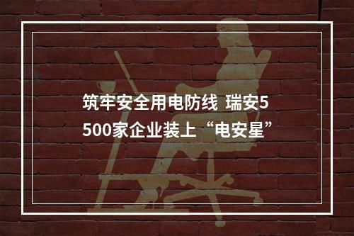 筑牢安全用电防线  瑞安5500家企业装上“电安星”