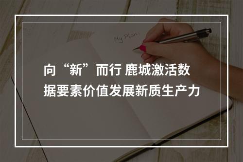 向“新”而行 鹿城激活数据要素价值发展新质生产力