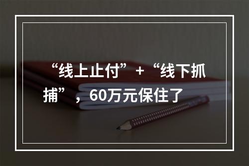 “线上止付”+“线下抓捕”，60万元保住了