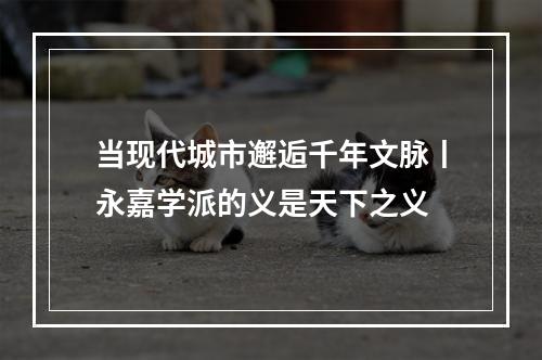 当现代城市邂逅千年文脉丨永嘉学派的义是天下之义