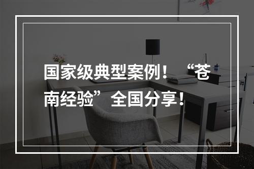 国家级典型案例！“苍南经验”全国分享！