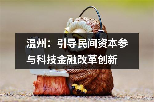 温州：引导民间资本参与科技金融改革创新