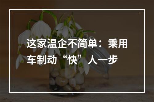 这家温企不简单：乘用车制动“快”人一步