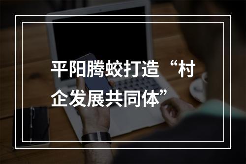 平阳腾蛟打造“村企发展共同体”