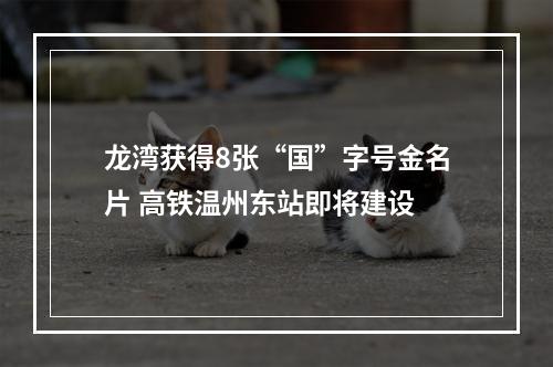 龙湾获得8张“国”字号金名片 高铁温州东站即将建设