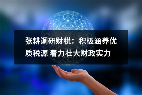 张耕调研财税：积极涵养优质税源 着力壮大财政实力