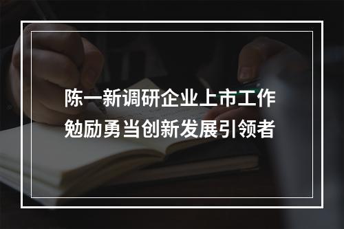 陈一新调研企业上市工作 勉励勇当创新发展引领者