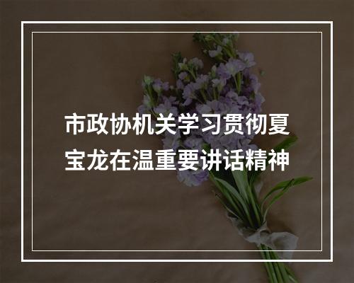 市政协机关学习贯彻夏宝龙在温重要讲话精神
