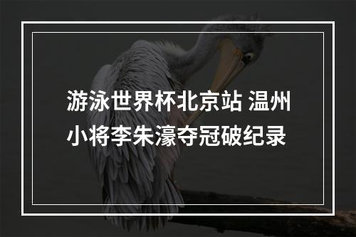 游泳世界杯北京站 温州小将李朱濠夺冠破纪录
