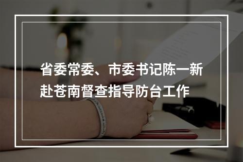 省委常委、市委书记陈一新赴苍南督查指导防台工作
