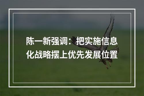 陈一新强调：把实施信息化战略摆上优先发展位置