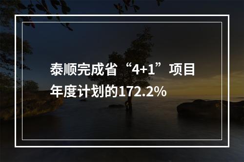 泰顺完成省“4+1”项目年度计划的172.2%
