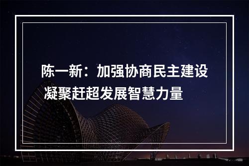 陈一新：加强协商民主建设 凝聚赶超发展智慧力量