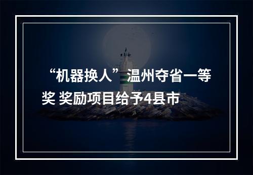“机器换人”温州夺省一等奖 奖励项目给予4县市