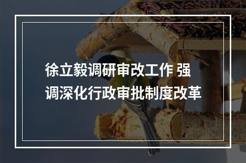 徐立毅调研审改工作 强调深化行政审批制度改革