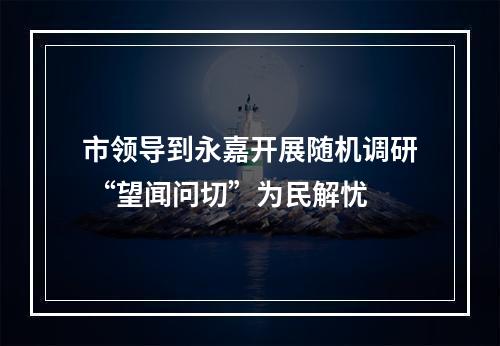 市领导到永嘉开展随机调研 “望闻问切”为民解忧