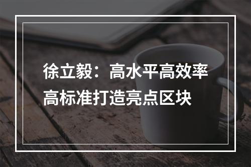 徐立毅：高水平高效率高标准打造亮点区块