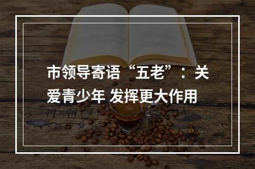 市领导寄语“五老”：关爱青少年 发挥更大作用