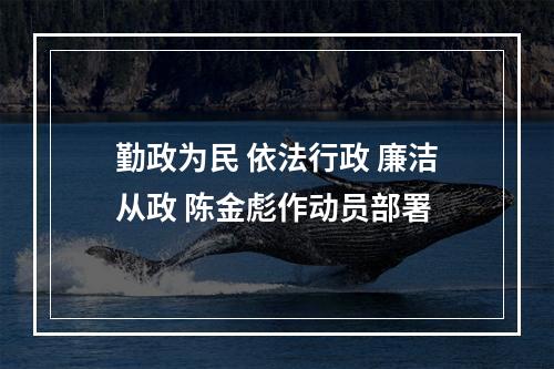 勤政为民 依法行政 廉洁从政 陈金彪作动员部署