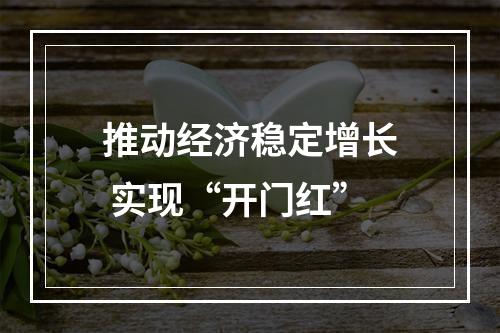 推动经济稳定增长 实现“开门红”