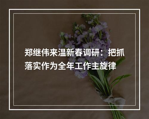 郑继伟来温新春调研：把抓落实作为全年工作主旋律