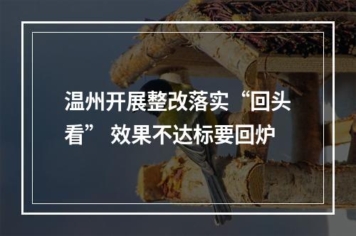 温州开展整改落实“回头看” 效果不达标要回炉