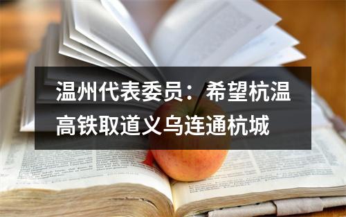 温州代表委员：希望杭温高铁取道义乌连通杭城