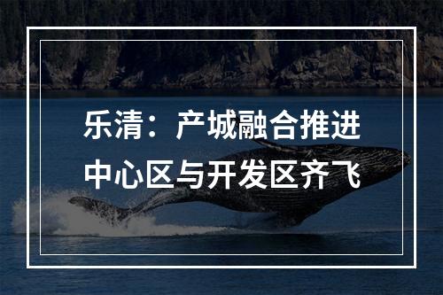 乐清：产城融合推进中心区与开发区齐飞