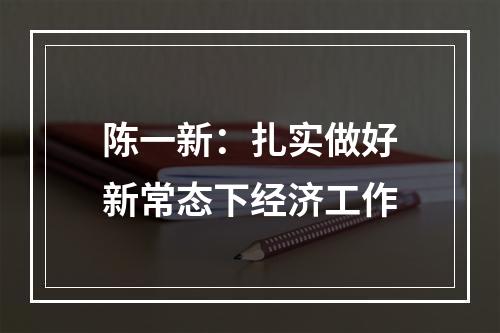 陈一新：扎实做好新常态下经济工作