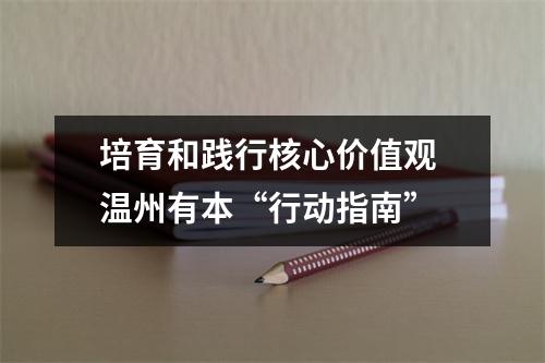 培育和践行核心价值观 温州有本“行动指南”