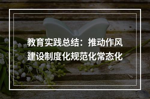 教育实践总结：推动作风建设制度化规范化常态化