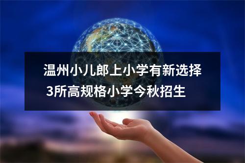 温州小儿郎上小学有新选择 3所高规格小学今秋招生
